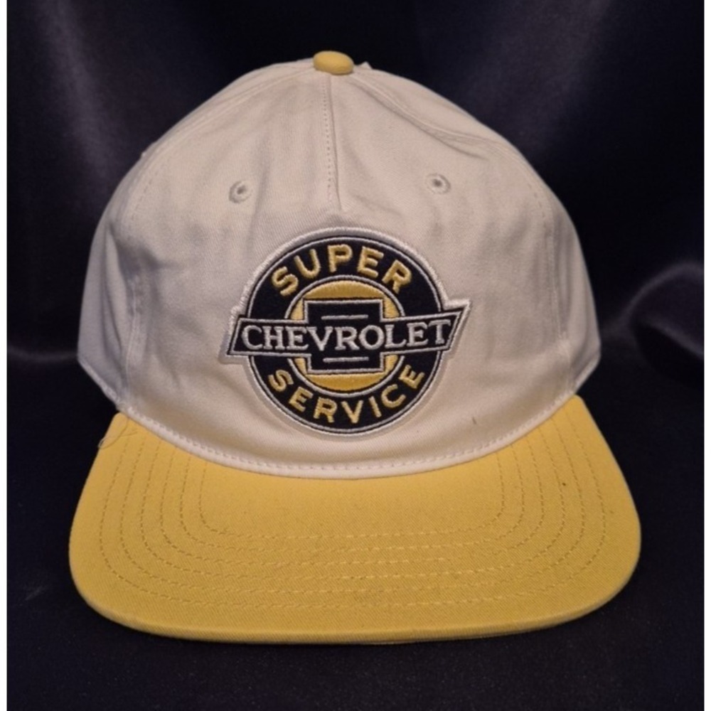 Chevrolet Super Service Hat Cap White Yellow Snapback GM Licensed Mad Engine NWT